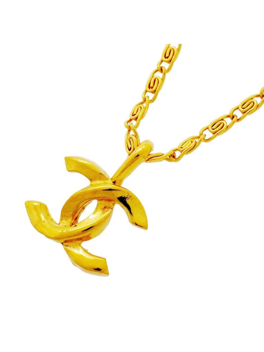 Chanel Necklace Vintage CC Logo Gold Plated